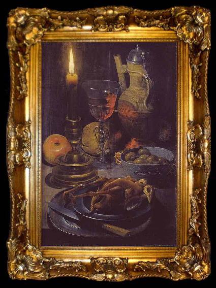 framed  Georg Flegel Abendmahlzeit bei Kerzenschein, ta009-2